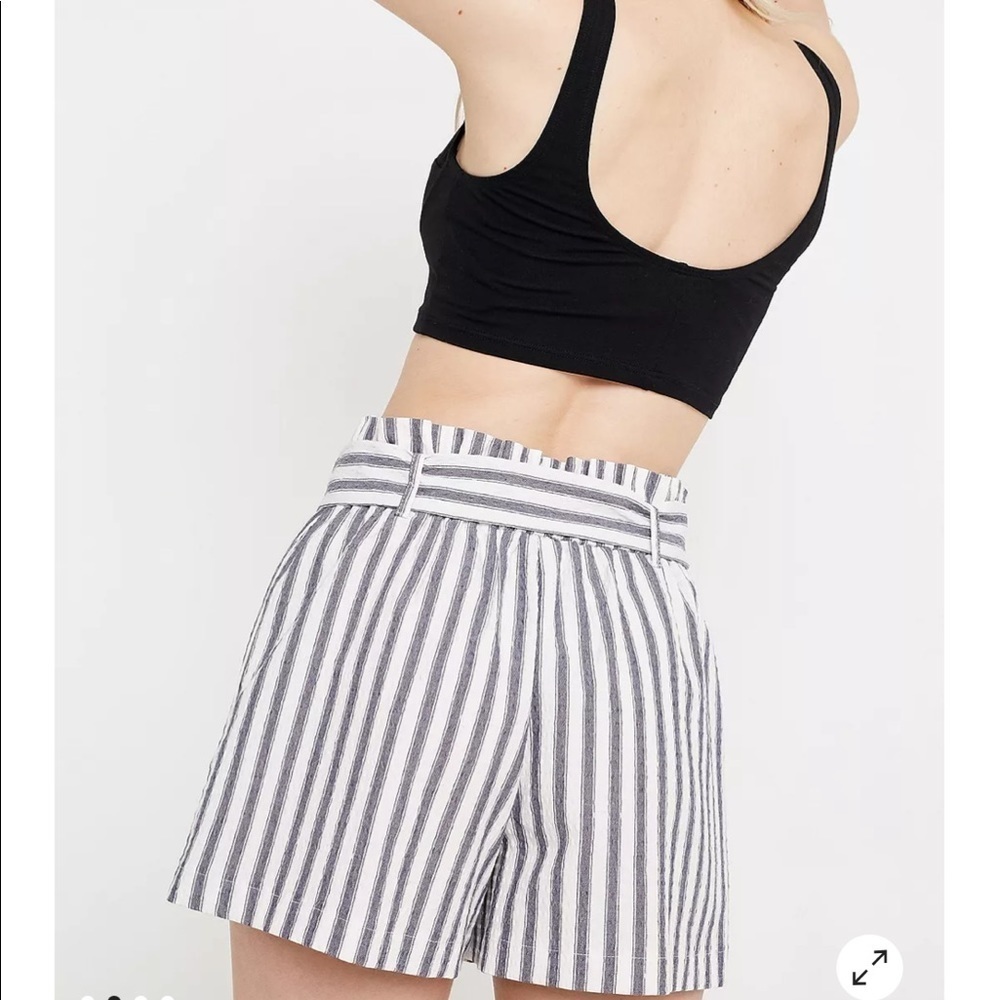 Urban Outfitters | George Blue Stripe Buckle High Waisted Shorts Small